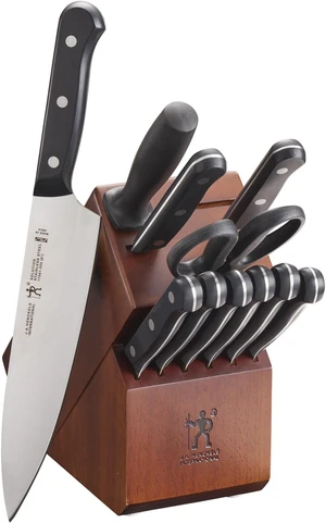 Henckels Solution 12-pc Knife Set with Block, Chef Knife, Paring Knife, Steak Knife, Grey, Stainless Steel Henckels Solution 12-pc Knife Set with Block, Chef Knife, Paring Knife, Steak Knife, Grey, Stainless Steel