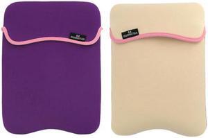Reversible Notebook Sleeve Fits Most Widescreens Up to 12.1" Purple and Cream