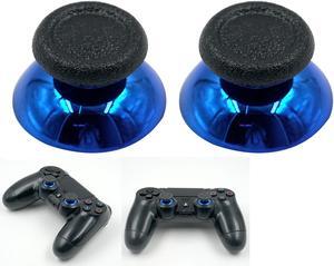 Plated Chrome Blue Analog Thumbsticks with Anti-Skid Cap for PS4/PS4 Slim/PS4 Pro Controller