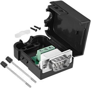 D-sub DB9 Breakout Board Connector with Case 9 Pin 2 Row Male Port Solderless Terminal Block Adapter with Thumb Screws