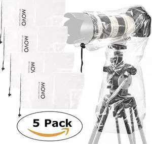 Movo (5 Pack) RC1 Clear Rain Cover for DSLR Camera & Lens up to 18" Long