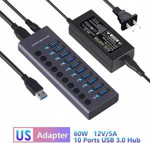 USB 3.0 Hub Aluminum Multi Splitter Quick  Multiple Expander Hubs With Switch For Laptop