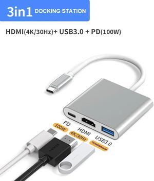 3 In 1 Docking Station Type C Usb Hub To 4k Usb 3.0 Otg PD 100W USB Splitter Adapter Hub For Macbook Laptop Switch Accessories