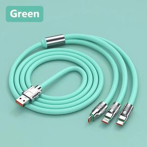 Physowell 120W 6A 3 In 1 Fast Charging Cable Data Cord for phone USB Charge Cable Micro USB Type C Charging Cable Wire Green