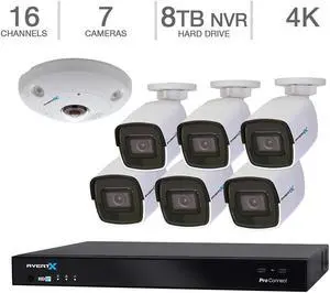 AvertX 16-Channel 4K Cloud Managed Security Camera System with 8TB HDD, 360° Camera and 6 4K Mini Bullet Cameras Surveillance