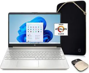 HP 15.6", Athlon N3050, 4GB RAM, 128GB SSD, Wireless Mouse, Sleeve, Gold, Windows 10 Home in S mode with Microsoft 365, 15-ef1072wm