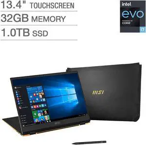 MSI Summit 13.4" Touchscreen 2-in-1 Intel Evo Platform Laptop - 11th Gen Intel Core i7-1195G7 - 1920 x 1200 FHD+ Display A11MT-242 Tablet Notebook 32GB Memory 1TB SSD MSI Summit 13.4" Touchscreen 2-in-1 Intel Evo Platform Laptop - 11th Gen Intel Core i7-1195G7 - 1920 x 1200 FHD+ Display A11MT-242 Tablet Notebook 32GB Memory 1TB SSD