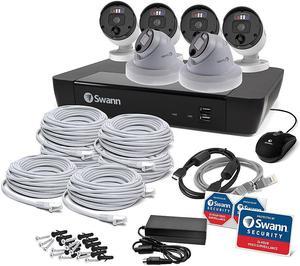 Swann - 8 Channel 1TB NVR, 4 x 4K PoE Cameras, w/Dual LED Spotlights, Color Night Vision and Free Face Recognition - White SWNVK-88680W4FB-US Security Surveillance