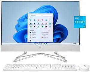 HP 24 All-in-One PC, Intel Core i3-1115G4, 4GB RAM, 256GB SSD, Snow White, Windows 11 Home, 24-df1023w Desktop Computer