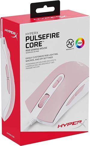 HyperX Pulsefire Core - RGB Gaming Mouse, Software Controlled RGB Light Effects & Macro Customization, Pixart 3327 Sensor up to 6,200DPI, 7 Programmable Buttons, Mouse Weight 87g - White/Pink