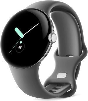 Google Pixel Watch - Android Smartwatch with Fitbit Activity Tracking - Heart Rate Tracking Watch - Polished Silver Stainless Steel case with Charcoal Active band - LTE