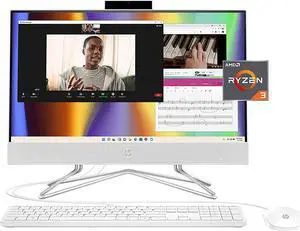 HP All-in-One PC Desk Computer, 21.5" Full HD Micro-Edge Display, AMD Ryzen 3 Processor, AMD Radeon Graphics, 8 GB SDRAM, 256 GB SSD, Windows11 Home OS, MU-MIMO, Bluetooth, and Wi-Fi (22-dd0032, 2022)