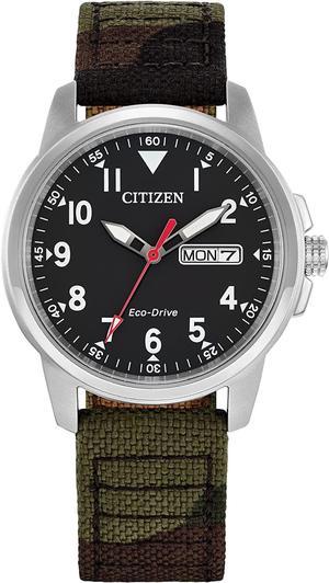 Citizen Eco-Drive Garrison Men's Watch, Stainless Steel with Nylon Strap, Weekender