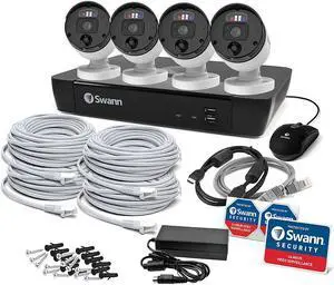 Swann - ProEnforcer 8-Channel, 4-Cameras Indoor/Outdoor Wired 12MP Ultra HD 2TB NVR Security System - White