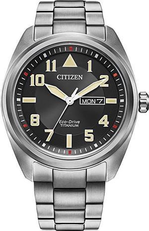 Citizen Mens EcoDrive Weekender Garrison Field Watch in Super Titanium Black Dial Model BM856053E