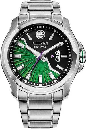 Citizen Eco-Drive Marvel Quartz Mens Watch, Stainless Steel, Hulk Smash, Silver-Tone (Model: AW1351-56W)