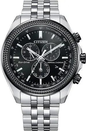 Citizen Men's Eco-Drive Classic Chronograph Watch in Stainless Steel with Perpetual Calendar, Black Dial (Model: BL5566-50E)