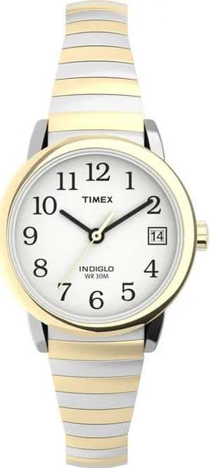 Timex Women's Easy Reader 25mm Watch  Two-Tone Case White Dial with Tapered Expansion Band
