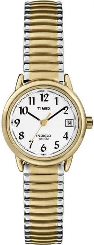 Timex Women's Easy Reader 25mm Watch  Two-Tone Case White Dial with Expansion Band