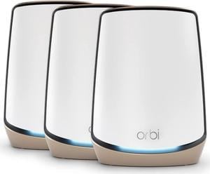 NETGEAR Orbi Tri-Band WiFi 6 Mesh System (RBK863S)  Router with 2 Satellite Extenders, Coverage up to 8,000 sq. ft, 100 Devices, 10 Gig Internet Port, Armor Subscription, AX6000 (Up to 6Gbps)