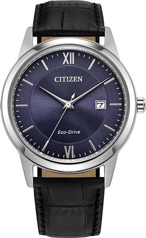 Citizen Mens EcoDrive Classic Watch with Leather Strap 3Hand Date
