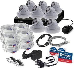Swann - Enforcer 8-Channel, 8-Dome Camera, Indoor/Outdoor Wired 1080p 1TB DVR Security Camera System SODVK-846808DE-US