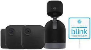 Blink - 3 Camera Security System - 2 Outdoor and 1 Mini Pan-Tilt Cameras, with Yard Sign