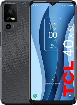 TCL 40 X 5G Unlocked Phone, 6.56 Inch HD+ Display Smartphone, 5000 mAh Cell Phone, 50MP Main Camera, Android 13, 4GB + 64GB Mobile Phone, U.S. Version, Starlight Black