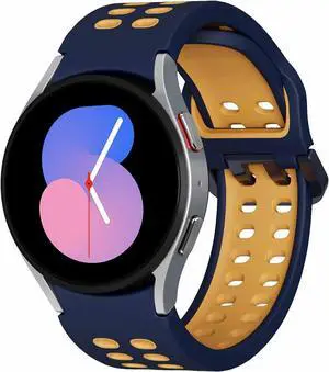SAMSUNG Galaxy Watch5 Bespoke Edition 40mm Bluetooth Smartwatch, Body, Health, Fitness, Sleep Tracker, Improved Battery, Sapphire Crystal Glass, US Version, Silver Extreme Sport Band, Navy/Mustard