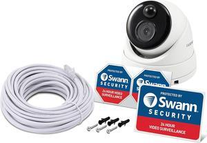 Swann Add-On NVR Master Series Dome Security Camera with 4K Ultra HD Video, Indoor or Outdoor Design, Dusk to Dawn Color Night Vision Plus True Detect Heat and Motion Detection