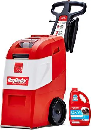 Rug Doctor X3 Commercial Carpet Cleaner  Large Red Oxy Pro Pack, Exclusive Vibrating Brush Spray Scrub and Extract Embedded Dirt and Grime, 48 oz. Oxy Cleaning Solution
