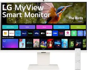 LG 32SR85U-W 32-inch MyView 4K UHD, IPS Display, webOS Smart Monitor, ThinQ Home, USB Type-C 90W PD, Built-in FHD Webcam & Speaker, HDR 10, AirPlay 2, Screen Share, Bluetooth, White