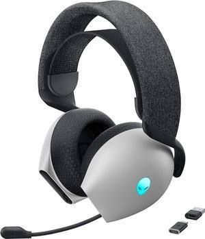 Alienware AW720H Dual-Mode Wireless Gaming Headset - Dolby Atmos Spatial Sound, Wireless 2.4 GHz, 3.5mm Connector Cable, in-line Controls, Integrated Microphone, Unidirectional - Lunar Light