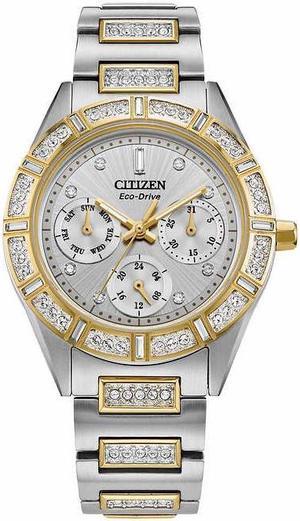 Citizen Eco-Drive Crystal Two-Tone Stainless Steel Ladies Watch FD2074-55A