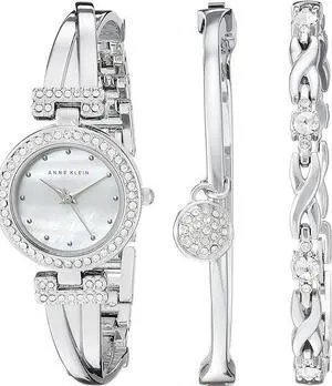 Anne Klein Women's Premium Crystal Accented Bangle Watch and Bracelet Set