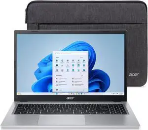 Acer Aspire 3, 15.6" Full HD IPS Display, AMD Ryzen 5 7520U Quad-Core Mobile Processor, 8GB LPDDR5, 512GB NVMe SSD, Protective Sleeve, Pure Silver, A315-24P-R2AG