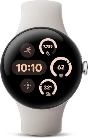 Google Pixel Watch 3 (41mm) - Android Smartwatch with Heart Rate Tracking, Advanced Running from Fitbit, Fitness Insights, 24-Hour Battery - Polished Silver Aluminum Case - Porcelain Band - LTE