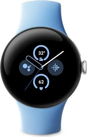 Google Pixel Watch 2 with the Best of Fitbit and Google - Heart Rate Tracking, Stress Management, Safety Features - Android Smartwatch - Polished Silver Aluminum Case - Bay Active Band - LTE