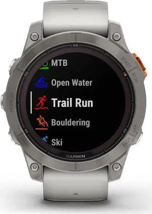 Garmin fnix 7 Pro Sapphire Solar, Multisport GPS Smartwatch, Built-in Flashlight, Solar Charging Capability, Fog Gray/Ember Orange