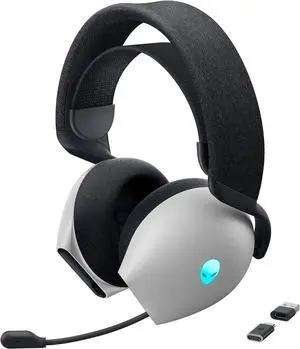 Alienware Tri-Mode Wireless Gaming Headset AW725H - Wired/Wireless, Bluetooth 5.3, Audio Output - 20 Hz, Mini-Phone (3.5mm), Battery Talk Time Up to 55 Hrs (Bluetooth), Lunar Light