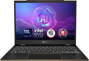 MSI Summit 13 AI+ Evo (2024) 13.3" FHD+ Professional Laptop: Intel Core Ultra 7-258V, ARC Graphics, 32GB LPDDR5X, 2TB NVMe SSD, Thunderbolt 4, Win 11 Pro: Ink Black A2VMTG-017US