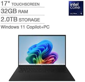 LG gram 17" Copilot+ PC, Thin and Lightweight Laptop, Windows 11 Home, Intel Evo Edition - Intel Core Ultra 9, 32GB RAM, 2TB SSD, Black