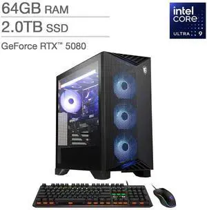 MSI Aegis R2 AI Gaming Desktop  Intel Core Ultra 9 285 - GeForce RTX 5080  2TB SSD  Windows 11