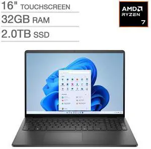 Dell 16" Laptop - AMD Ryzen 7 250 - FHD+ (1920 x 1200) Touchscreen - 32GB RAM - 2TB SSD - Windows 11 Home