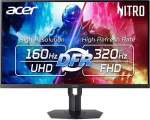 Acer Nitro 31.5 4K UHD 3840x2160 Gaming IPS MiniLED Monitor | AMD FreeSync Premium | 160Hz Refresh Rate to FHD 320Hz (DFR) | Up to 0.5ms | 1x Display Port 1.4 & 2x HDMI 2.1 Ports | XV325QK V3bmiipprx