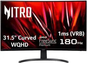 Acer - Nitro Gaming 31.5" Curved WQHD 180Hz 1ms FreeSync Premium Gaming Monitor (DisplayPort, HDMI x2) - Black