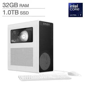 HP OMEN 16L Gaming Desktop PC - Intel Core Ultra 7 265F - NVIDIA GeForce RTX 5060 Ti - 32GB Memory - 1TB SSD - Windows 11 Home