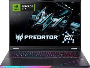 Acer - Predator Helios 18 AI - 18" 250Hz Gaming Laptop - 2560 x 1600 -Intel Core Ultra 9 - NVIDIA GeForce RTX 5080  32GB  1TB - Abyssal Black