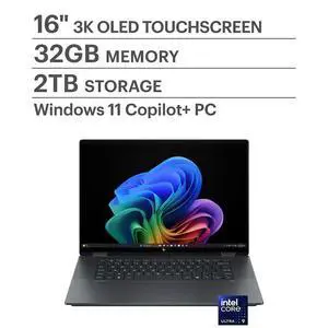 HP - OmniBook X Flip - Copilot+ PC - 16" 3K OLED Touch-Screen Laptop - Intel Core Ultra 9 - 32GB Memory - 2TB SSD - Eclipse Gray