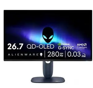 Alienware - AW2725D 27" QD-OLED QHD 280Hz 0.03-ms FreeSync and G-SYNC Gaming Monitor with HDR (HDMI, DisplayPort) - Black